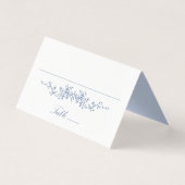 Classic French Blue Floral Wedding Platzkarte (Vorderseite)