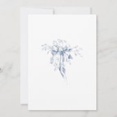 Classic French Blue Flowers & Ribbons Wedding Einladung (Rückseite)