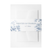 Classic French Blue Flowers & Ribbons Wedding Einladungsbanderole (Vorderseite Beispiel)