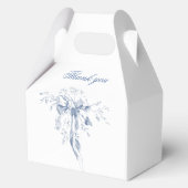 Classic French Blue Flowers & Ribbons Wedding Geschenkschachtel (Rückseite)