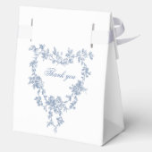 Classic French Blue Flowers & Ribbons Wedding Geschenkschachtel (Rückseite)