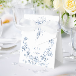 Classic French Blue Flowers & Ribbons Wedding Geschenkschachtel