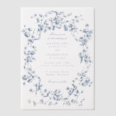 Classic French Blue Flowers & Ribbons Wedding Pergament Einladungen (Vorderseite)