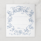  Classic French Blue Flowers & Ribbons Wedding Platzkarte (Außenseite Aufgefaltet)