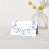  Classic French Blue Flowers & Ribbons Wedding Platzkarte (Rückseite)
