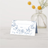  Classic French Blue Flowers & Ribbons Wedding Platzkarte (Vorderseite)