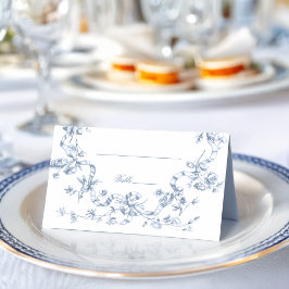  Classic French Blue Flowers & Ribbons Wedding Platzkarte