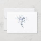 Classic French Blue Flowers & Ribbons Wedding RSVP Karte (Rückseite)