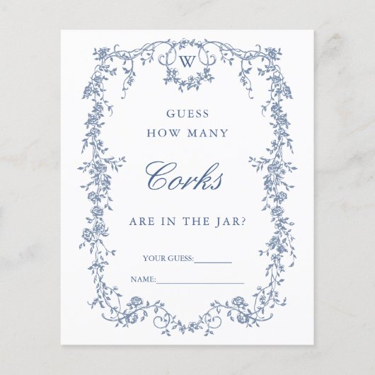 Classic French Blue "Guess How many" Bridal Game (Vorderseite)