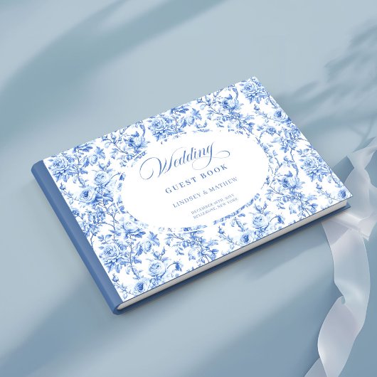 Classic French Blue Roses Toile Guest Book Gästebuch