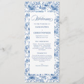 Classic French Blue Roses Toile Wedding Program Programm (Vorderseite)