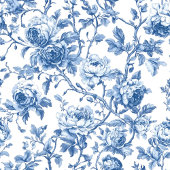 Classic French Blue Roses Toile Wedding Program Programm