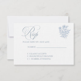 Classic French Blue Wedding RSVP card Karte