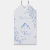 Classic French Blue White Floral Birds Wedding  Geschenkanhänger (Vorderseite)