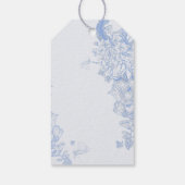Classic French Blue White Floral Birds Wedding  Geschenkanhänger (Rückseite)