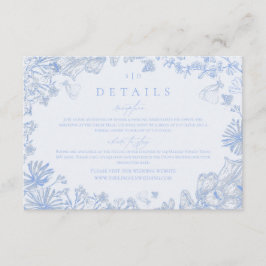 Classic French Blue White Floral Wedding Enclosure Begleitkarte
