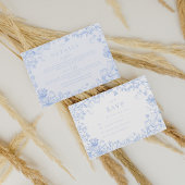 Classic French Blue White Floral Wedding Enclosure Begleitkarte