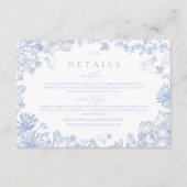 Classic French Blue White Floral Wedding Enclosure Begleitkarte (Vorderseite)