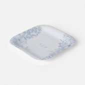 Classic French Blue White Floral Wedding Enclosure Pappteller (Gewinkelt)