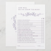 Classic French Lavender Bridal Shower Game  (Vorne/Hinten)