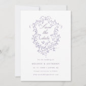 Classic French Lavender Floral Crest Wedding Photo Save The Date (Vorderseite)