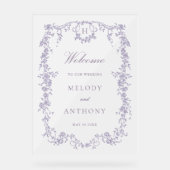 Classic French Lavender Floral Wedding Welcome  Acrylschild (Vorderseite)
