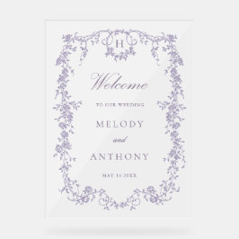 Classic French Lavender Floral Wedding Welcome  Acrylschild