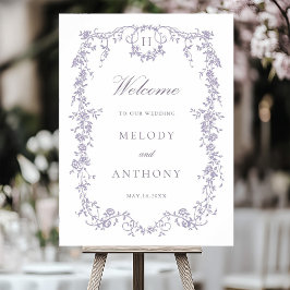 Classic French Lavender Floral Wedding Welcome Poster