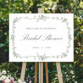 Classic French Sage Green Brautparty Willkommen Poster