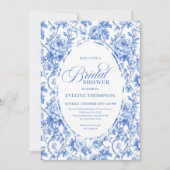 Classic French Toile de Jouy Navy Bridal Shower  Einladung (Vorderseite)