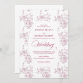 Classic French Toile Roses Wedding Invitation Einladung (Vorne/Hinten)