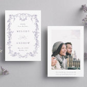 Classic French Victorian Blue Floral Wedding Photo Save The Date