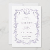 Classic French Victorian Blue Floral Wedding Photo Save The Date (Vorderseite)