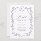 Classic French Victorian Lavender Bridal Shower Einladung (Vorderseite)