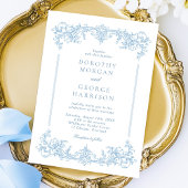 Classic French Viktorianisch Dusty Blue Wedding Einladung