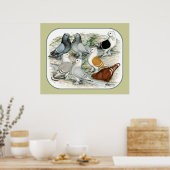 Classic Frill Barred Pigeons Poster (Küche)