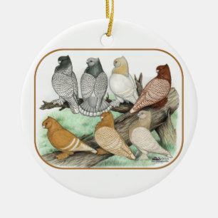 Classic Frill Pigeons Blondinettes Keramikornament
