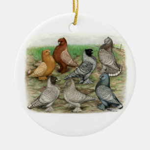 Classic Frill Pigeons Laced Blondinettes Keramikornament