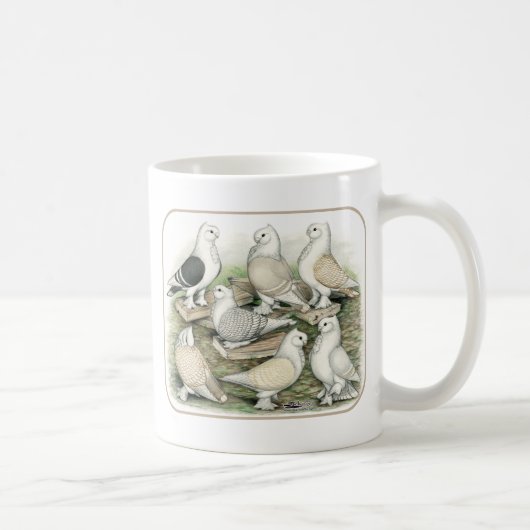 Classic Frill Tauben Satinettes Kaffeetasse (Rechts)
