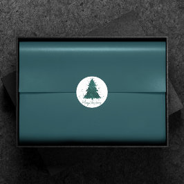 Classic Frohe Weihnachten | Bold Kelly Green Tree Runder Aufkleber