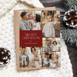 Classic Frohe Weihnachten fünf Foto floral Back<br><div class="desc">Diese wunderschönen Weihnachtsfotos sind mit fünf Fotovorlagen, elegantem, modernem Typografie-Lesen, "Frohe Weihnachten" und einem handgezeichneten Blumenmuster auf der Rückseite in klassischen Farben tiefgrün, bordeauxrot und Elfenbein auf einem Sand/beige Hintergrund ausgestattet. Einfach zu personalisieren für schöne Urlaubskarten, die alle Ihre Familie und Freunde begeistern werden. Die Hintergrundfarbe (in tiefrot dargestellt) kann...</div>