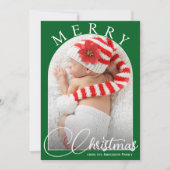 Classic Frohe Weihnachten Grün & Weiß Foto (Vorderseite)