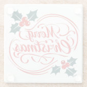 Classic Frohe Weihnachten Holly Berry Holiday Art Glasuntersetzer (Rückseite)