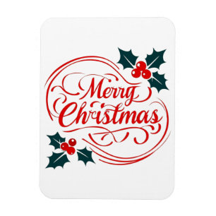 Classic Frohe Weihnachten Holly Berry Holiday Art Magnet