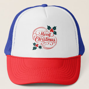 Classic Frohe Weihnachten Holly Berry Holiday Art Truckerkappe