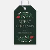 Classic Frohe Weihnachten Personalisiert floral Geschenkanhänger (Vorderseite)