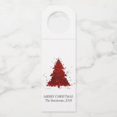 Classic Frohe Weihnachten | Rich Crimson Red Tree Flaschenanhänger (Vorderseite)