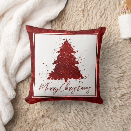Classic Frohe Weihnachten | Rich Crimson Red Tree Kissen
