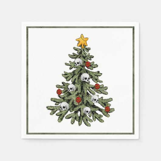 Classic Frohe Weihnachten | Rich Crimson Red Tree Serviette (Vorderseite)