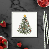 Classic Frohe Weihnachten | Rich Crimson Red Tree Serviette